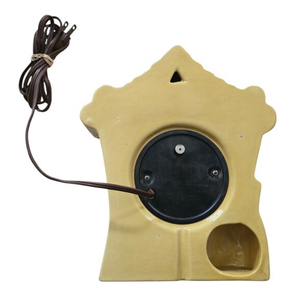 Antique Lanshire Self Starting Glazed Ceramic Mantle Clock Yellow Green Asian - Picture 2 of 6